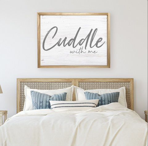 Cuddle With Me — Faux Whitewashed Wood Print on Canvas