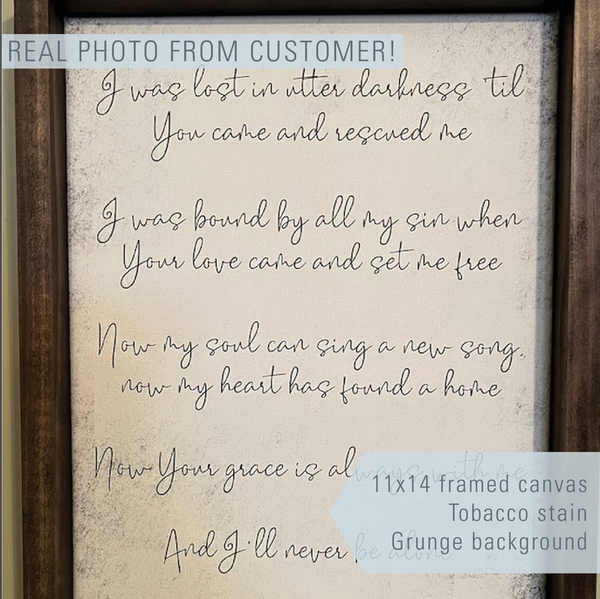 Custom Grunge Textured Quote Print — Framed Canvas