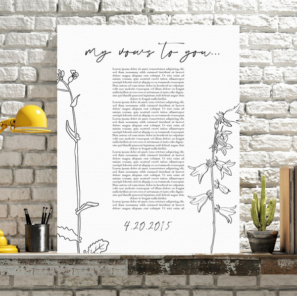 My Vows to You — Custom Wedding Vow Canvas