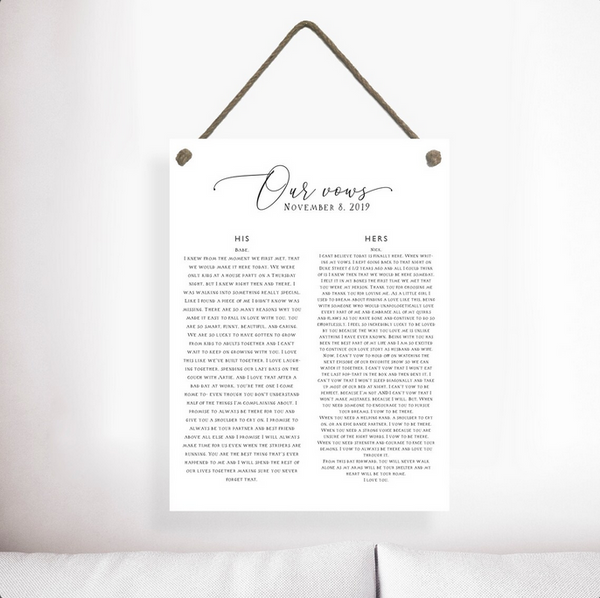 Our Wedding Vows Script With Date Decor