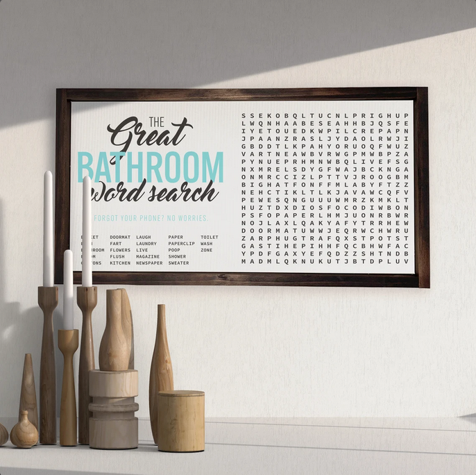 The Great Bathroom Word Search Canvas Print