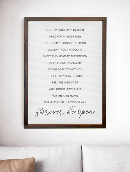 One Day When My Children Are Grown I Hope — Framed Canvas Wall Decor