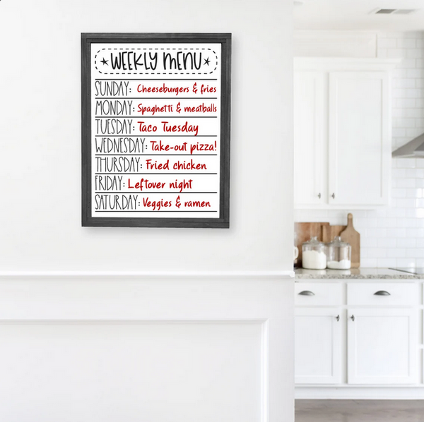 Weekly Whiteboard Menu Calendar — FRAMED