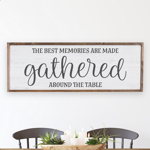 The Best Memories are Made Gathered Around the Table — Framed Wood Farmhouse Decor