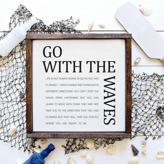 Go With The Waves — Framed Canvas