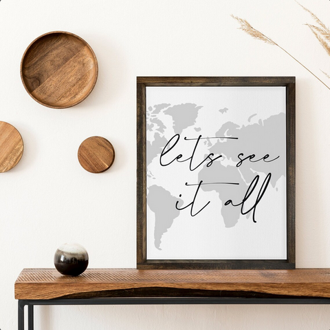 Let's See It All Map — Framed Canvas Wall Decor