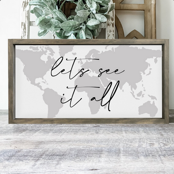 Let's See It All Map — Framed Canvas Wall Decor