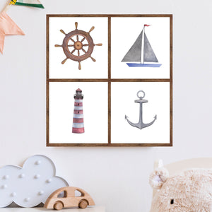 Nautical Water Color Themed Wall Decor, Customizable, Multiple Stain Color Options, FREE SHIPPING