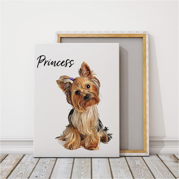 Your Pet Oil Effect Portrait and Your Pets Name, Pet Memorial Print on Unframed Canvas, Many Sizes Available, Mothers day gift
