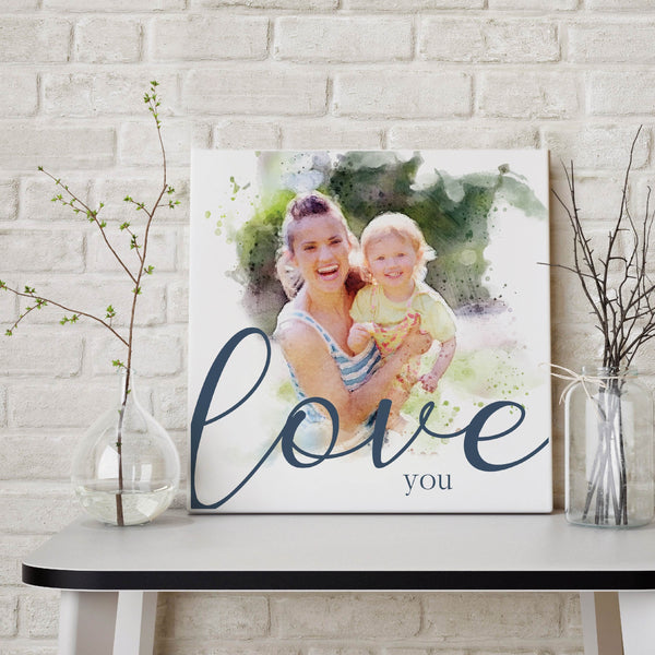 Personalized distressed photo with I love you word art on Canvas, Custom photo effect, Custom Quote, Custom Canvas, Mothers day gift