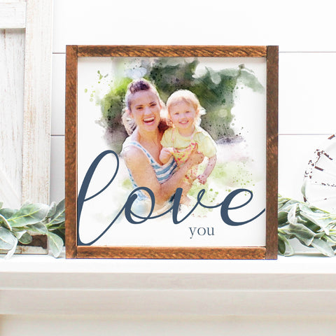 Personalized distressed photo with I love you word art on Canvas, Custom photo effect, Custom Quote, Custom Canvas, Mothers day gift