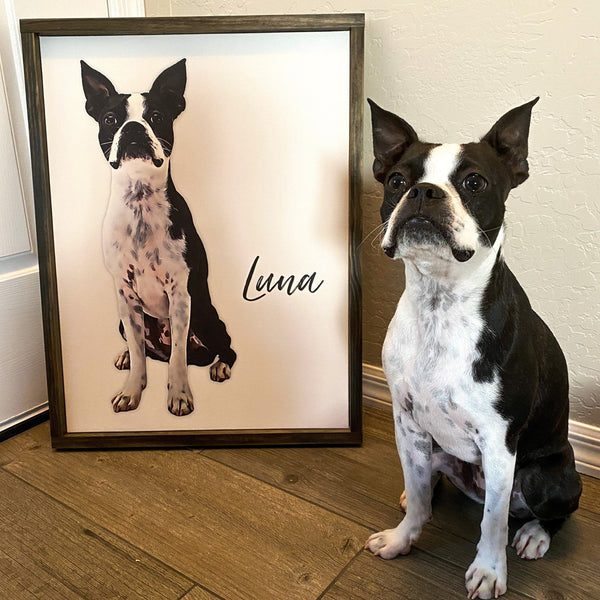 Dog Portrait, Pet Photo Print on Canvas, Custom Oil Effect, Upload Your Image, Framed Photo on Canvas, Multiple Sizes & Stains available