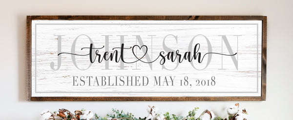 Your Name & Date Custom Wedding Wall Decor, Custom Wedding Gifts, Anniversary Gift, Gifts for Her, Bridal Shower, Farmhouse Wedding