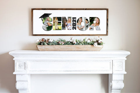 Senior Picture Word Collage, Class of 2021, Photo Composition Canvas Print, Framed or Unframed Canvas, Graduation Gift, Senior Photos